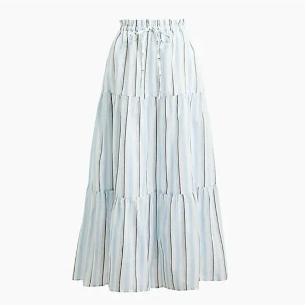 J.CREW Paper-bag Tiered Striped Midi Skirt